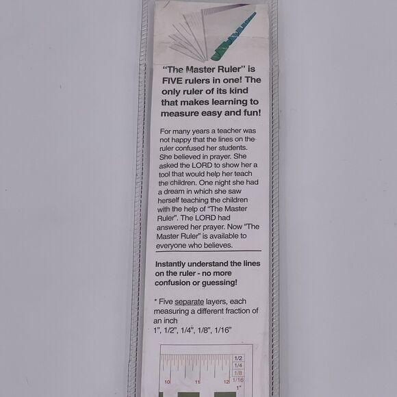 The Master Ruler 5 Layers 1 1/2 1/4 1/8 1/16 inch Math Fractions Home School - Picture 8 of 12